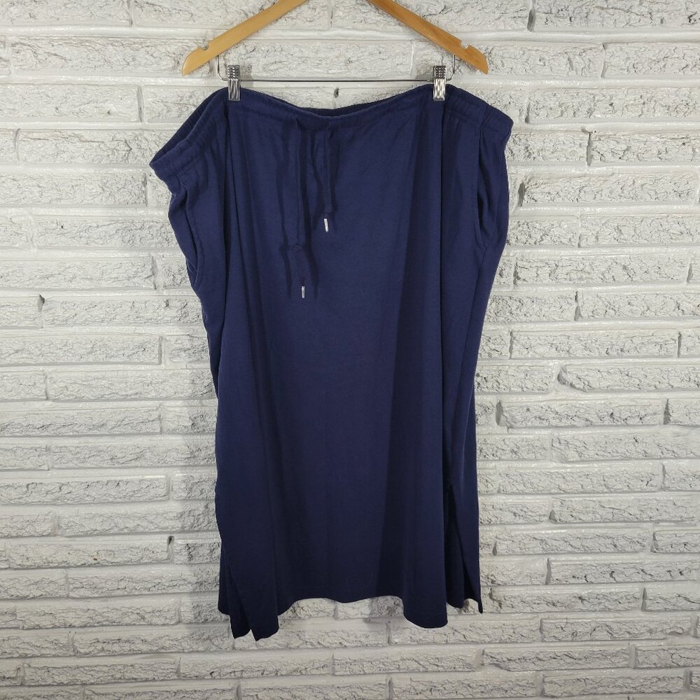 Woman Within Blue A-Line Skirt 4X Plus Size Elastic Waist Drawstring BLU84E